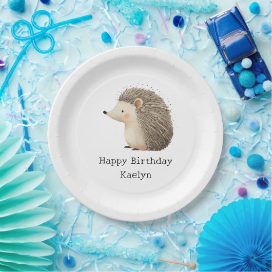 Schattige Brown Cream Hedgehog Papieren Bordje (Feest)