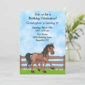 Schattige Brown Horse Boys Verjaardagsfeest Kaart (Staand voorkant)