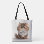 SCHATTIGE BROWN WHITE CARTOON FANTASY CAT TOTE BAG (Achterkant)