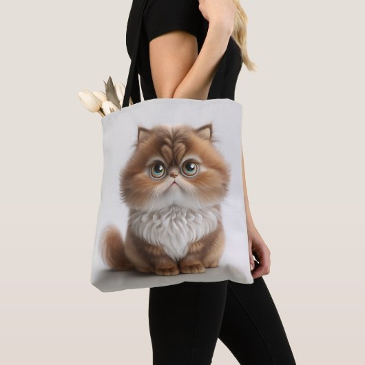 SCHATTIGE BROWN WHITE CARTOON FANTASY CAT TOTE BAG (Dichtbij)
