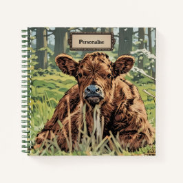 Schattige BrownMoo Koe Green Woodland Persoonlijk  Notitieboek