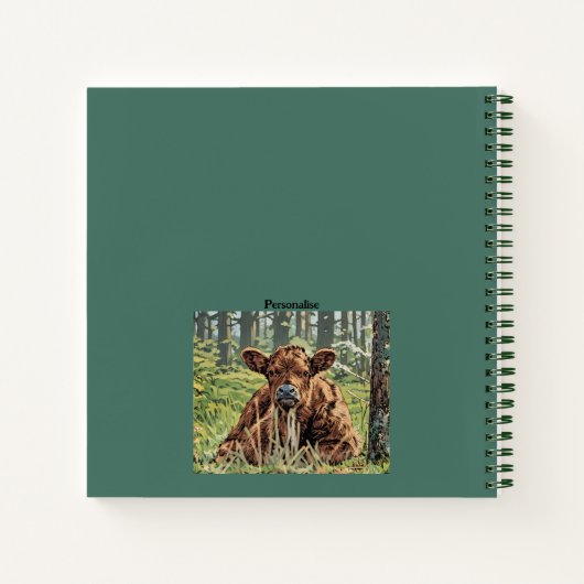 Schattige BrownMoo Koe Green Woodland Persoonlijk  Notitieboek (Achterkant)