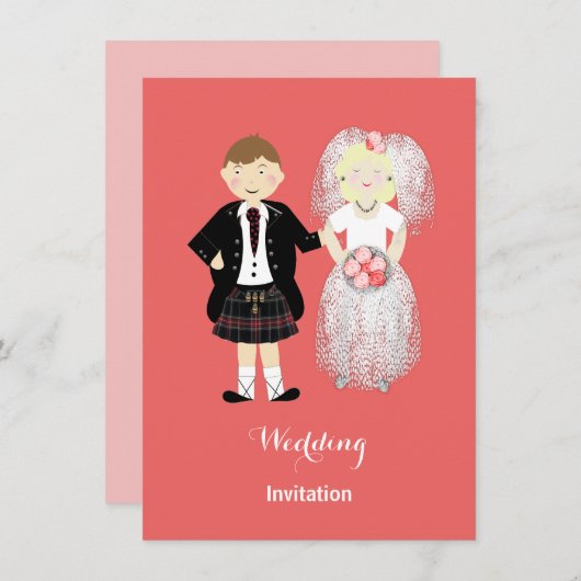 Schattige bruid en bruidegom Schots bruiloft thema Kaart (Voorkant / Achterkant)