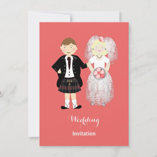 Schattige bruid en bruidegom Schots bruiloft thema Kaart (Voorkant)