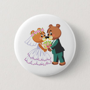schattige bruid en groom teddy beren ontwerpen bru ronde button 5,7 cm