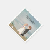 schattige bruid op het strand servetten (Hoek)