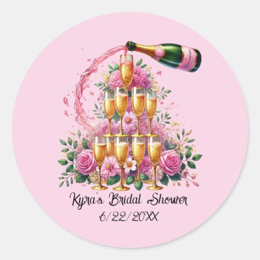 Schattige bruidsfeest toevoegen datum ronde sticker (Voorkant)