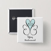 Schattige bruidsmeisje hart vierkante button 5,1 cm (Voorkant /achterkant)