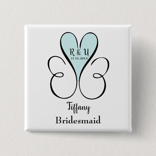 Schattige bruidsmeisje hart vierkante button 5,1 cm (Voorkant)