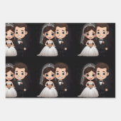 Schattige bruidspaar met vrolijke glimlach. inpakpapier vel (Voorkant)