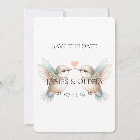 Schattige bruiloft Hummingbird Save the Date (Voorkant)