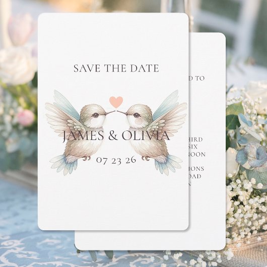 Schattige bruiloft Hummingbird Save the Date