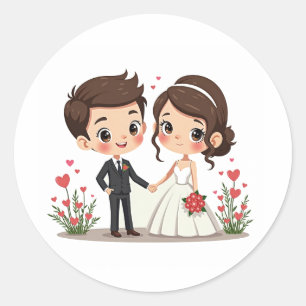 Schattige bruiloft paar Stickers