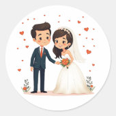 Schattige bruiloft paar Stickers (Voorkant)