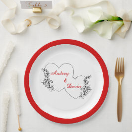 Schattige bruiloft receptie diner papieren bordje