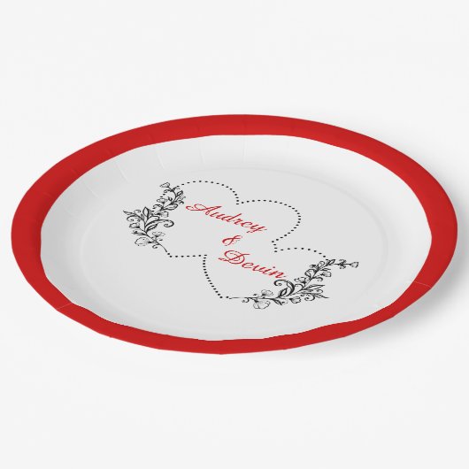 Schattige bruiloft receptie diner papieren bordje (Gekanteld)