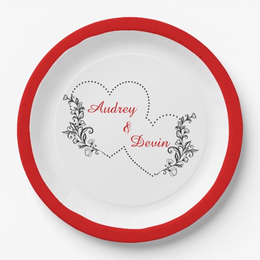 Schattige bruiloft receptie diner papieren bordje (Voorkant)