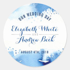 SCHATTIGE BRUILOFT SEAL stijlvolle waterverf donke Ronde Sticker