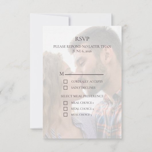 Schattige bruiloft Voeg foto RSVP-kaarten toe RSVP Kaartje (Achterkant)