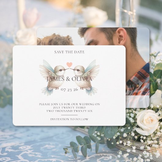 Schattige bruiloft Voeg foto toe Bewaar de datum Save The Date