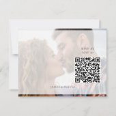Schattige bruiloft Voeg foto toe QR-code RSVP-kaar RSVP Kaartje (Achterkant)