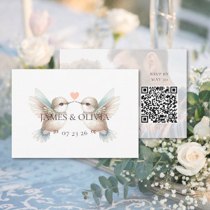 Schattige bruiloft Voeg foto toe QR-code RSVP-kaar RSVP Kaartje