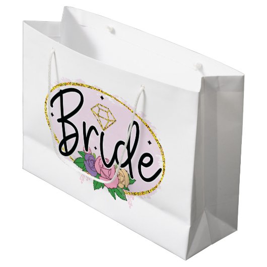 Schattige bruiloftsshower bruid groot cadeauzakje (Voorkant Gekanteld)