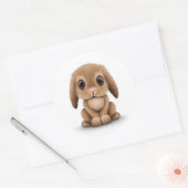 Schattige Bruin Baby Konijnenkonijn op Wit Ronde Sticker (Envelop)