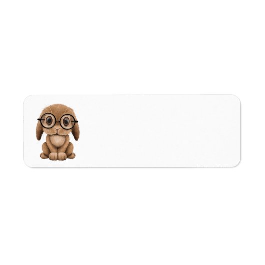 Schattige bruin Baby konijntje dragen bril Etiket (Voorkant)