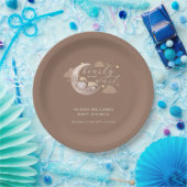 Schattige Bruin Barly Wait Moon Star Sleepy Beer Papieren Bordje (Feest)