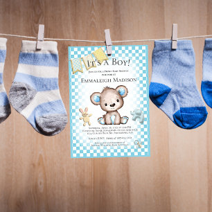 Schattige bruin Beer Baby Boy Picknick Baby shower Kaart