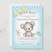 Schattige bruin Beer Baby Boy Picknick Baby shower Kaart (Voorkant)