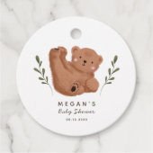 Schattige Bruin Beer Baby shower Bedankjes Labels (Voorkant)
