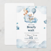 Schattige Bruin Beer Baby shower Kaart (Voorkant / Achterkant)