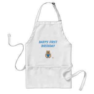 Schattige bruin Beer Blue Bib Baby's eerste verjaa Standaard Schort