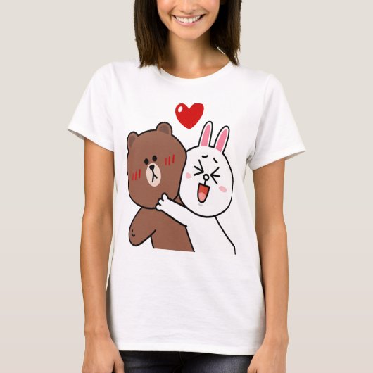 Schattige bruin Beer Cony Konijnenkonijnenliefhebb T-shirt (Voorkant)