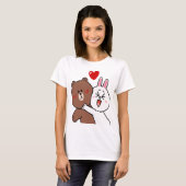 Schattige bruin Beer Cony Konijnenkonijnenliefhebb T-shirt (Voorkant volledig)