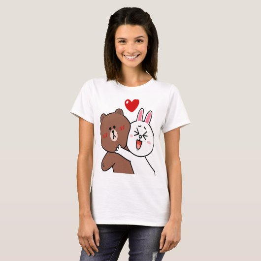Schattige bruin Beer Cony Konijnenkonijnenliefhebb T-shirt (Voorkant volledig)