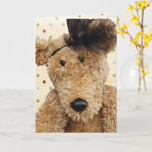 Schattige bruin Beer dat aan je denkt Kaart (Gele Bloem)