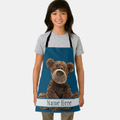 Schattige Bruin Beer Dier Stijlvolle Naam Blauw Ki Schort (Insitu)