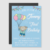 Schattige Bruin Beer Hete Luchtballon Jongen Verja Magnetische Uitnodiging (Voorkant / Achterkant)