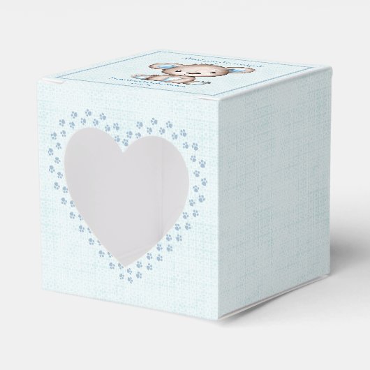 Schattige Bruin Beer Jongen Blauw Deken Bedankdoosjes (Voorkant Zijde)