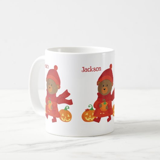 Schattige Bruin Beer Kind Herfst Mok (Voorkant links)