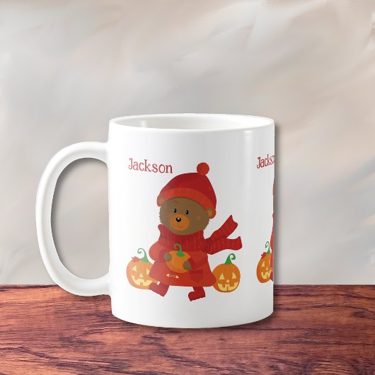 Schattige Bruin Beer Kind Herfst Mok