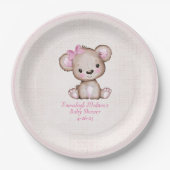 Schattige Bruin Beer Meisje Plaid Roze Papier Bord (Voorkant)