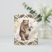 Schattige bruin Beer met koffie Briefkaart (Staand voorkant)