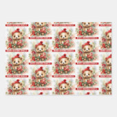 Schattige bruin Beer Naam toevoegen Christmas 3 Inpakpapier Vel (Voorkant 2)