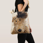 Schattige bruin Beer op jute Tote Bag (Dichtbij)