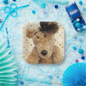 Schattige bruin Beer op polka dots Papieren Bordje (Feest)