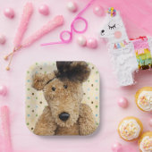 Schattige bruin Beer op polka dots Papieren Bordje (Feest)